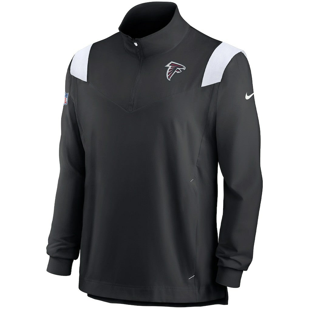 Atlanta Falcons Sideline Coach Chevron Lockup Quarter-Zip Long Sleeve Top - Black/White - Nike