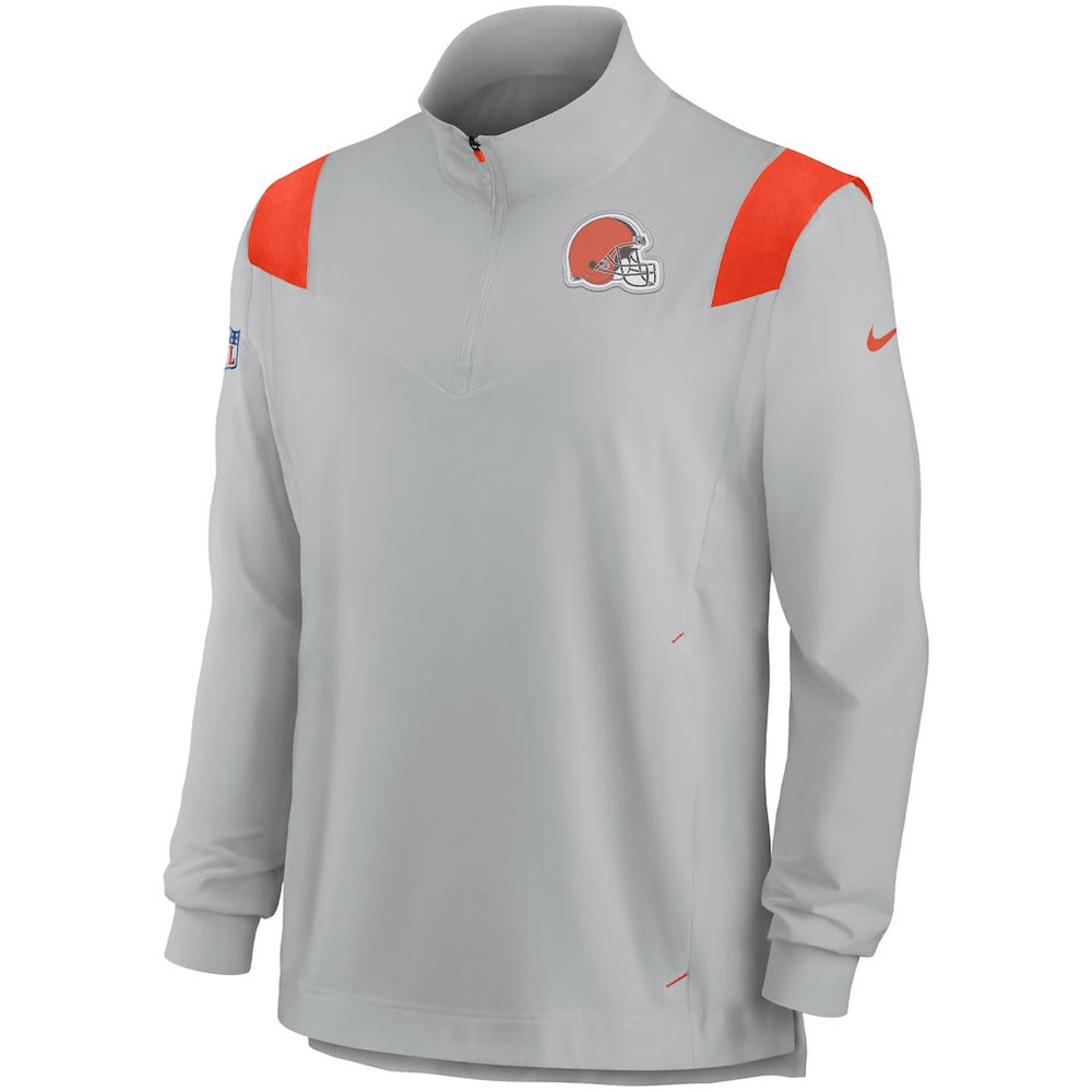 Cleveland Browns Sideline Coach Chevron Lockup Quarter-Zip Long Sleeve Top - Gray - Nike