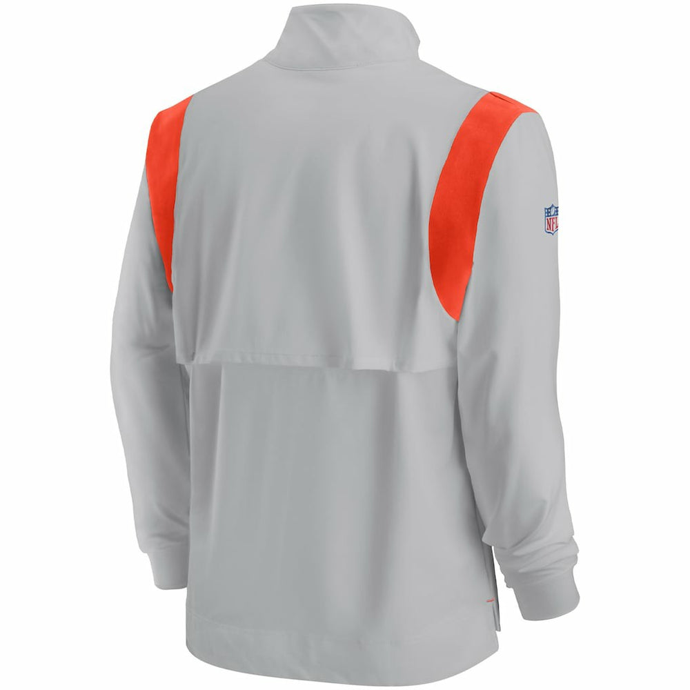 Cleveland Browns Sideline Coach Chevron Lockup Quarter-Zip Long Sleeve Top - Gray - Nike