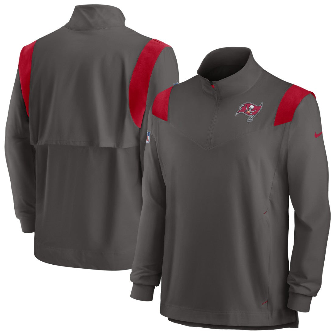 Tampa Bay Buccaneers Sideline Coach Chevron Lockup Quarter-Zip Long Sleeve Top - Pewter - Nike