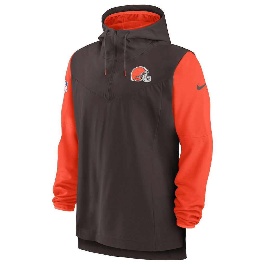 Cleveland Browns Sideline Player Quarter-Zip Hoodie - Brown/Orange - Nike