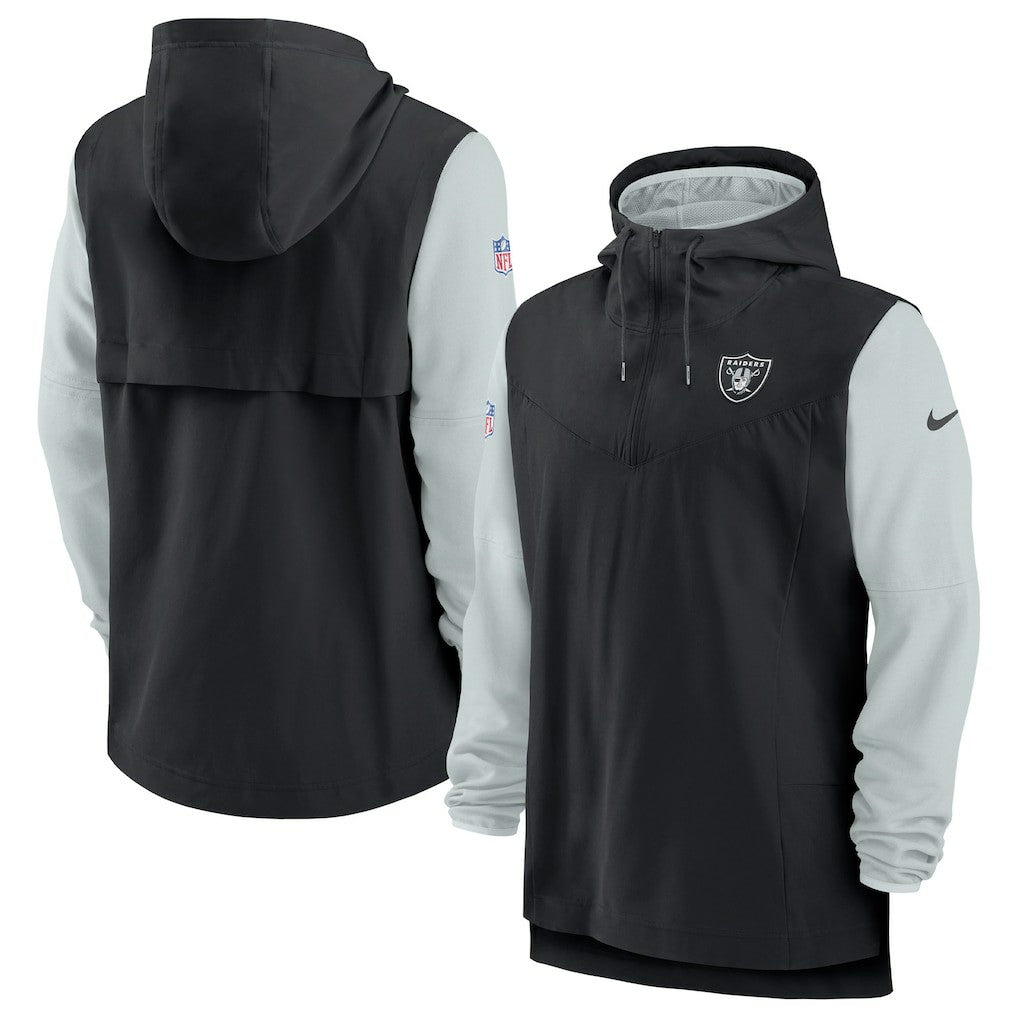 Las Vegas Raiders Sideline Player Quarter-Zip Hoodie Jacket - Black/Silver - Nike