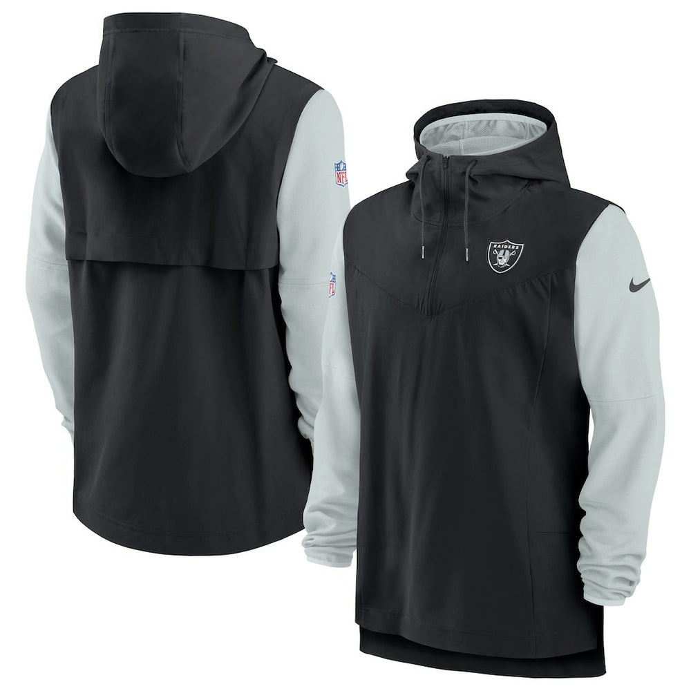 Las Vegas Raiders Sideline Player Quarter-Zip Hoodie Jacket - Black/Silver - Nike