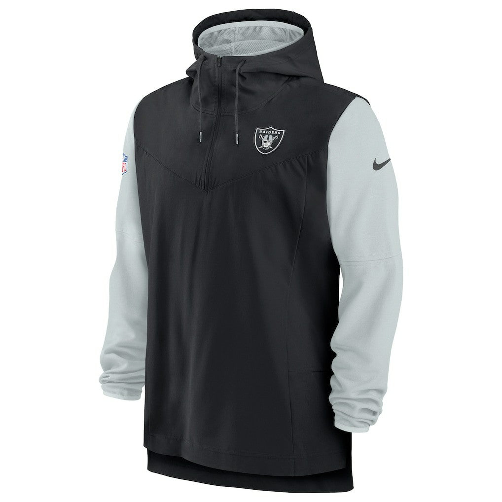 Las Vegas Raiders Sideline Player Quarter-Zip Hoodie Jacket - Black/Silver - Nike