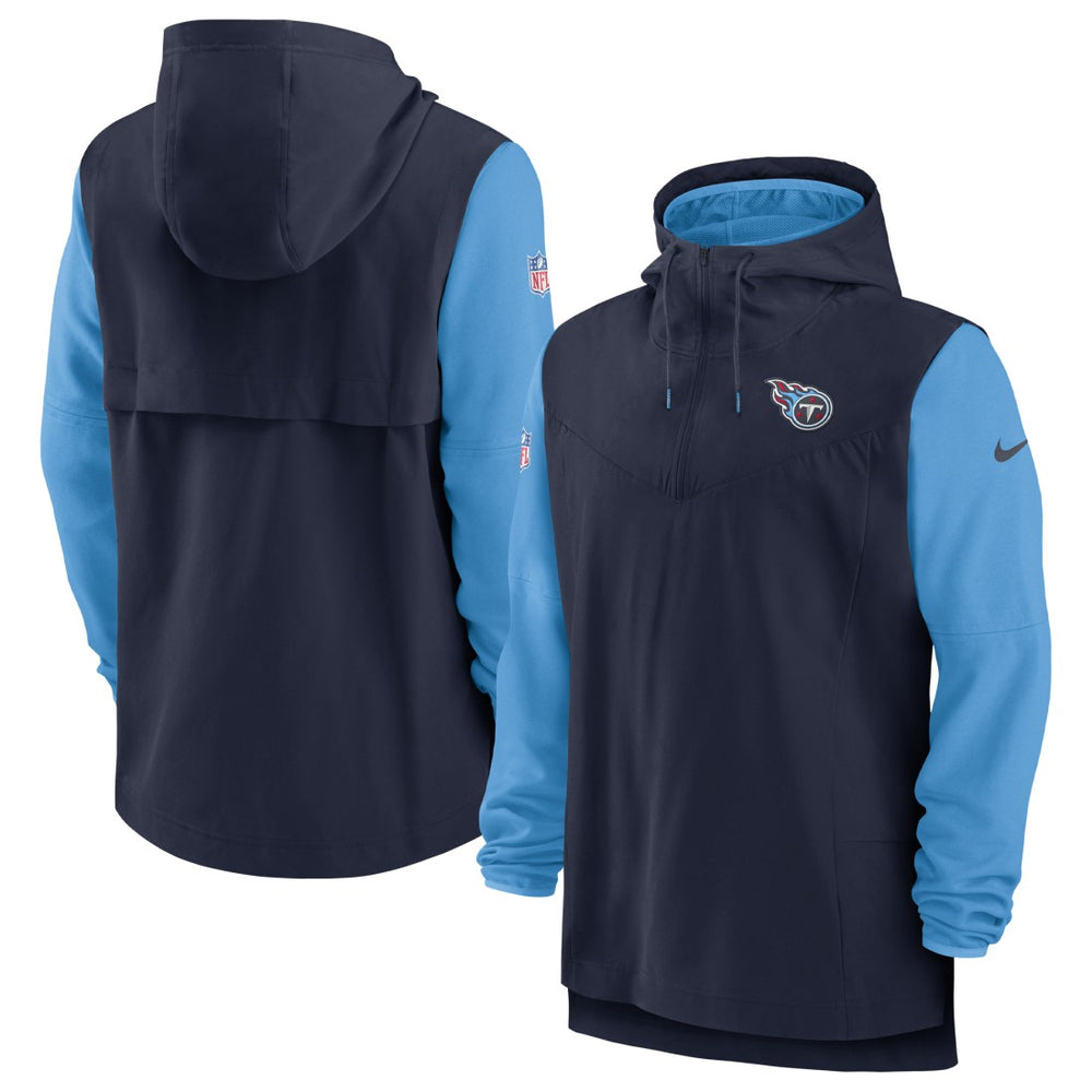 Tennessee Titans Sideline Player Quarter-Zip Hoodie - Navy/Light Blue - Nike