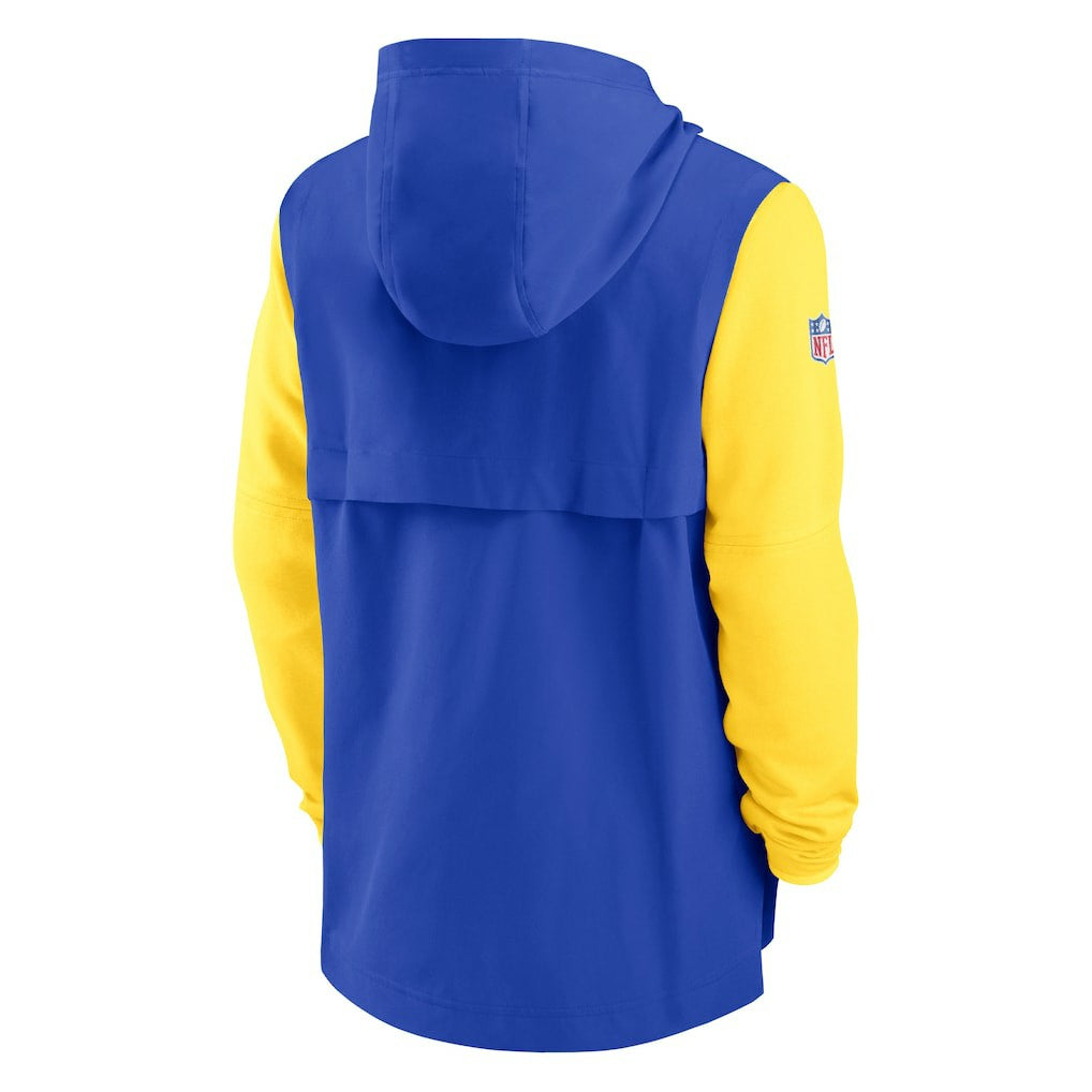 Los Angeles Rams Sideline Player Quarter-Zip Hoodie Jacket - Royal/Gold - Nike