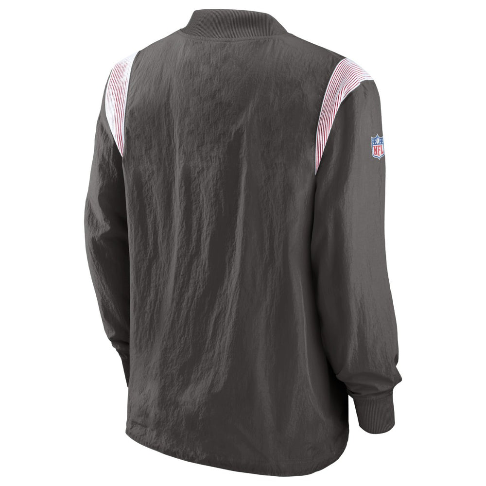 Tampa Bay Buccaneers Sideline Athletic Stack V-Neck Pullover Windshirt Jacket - Pewter - Nike