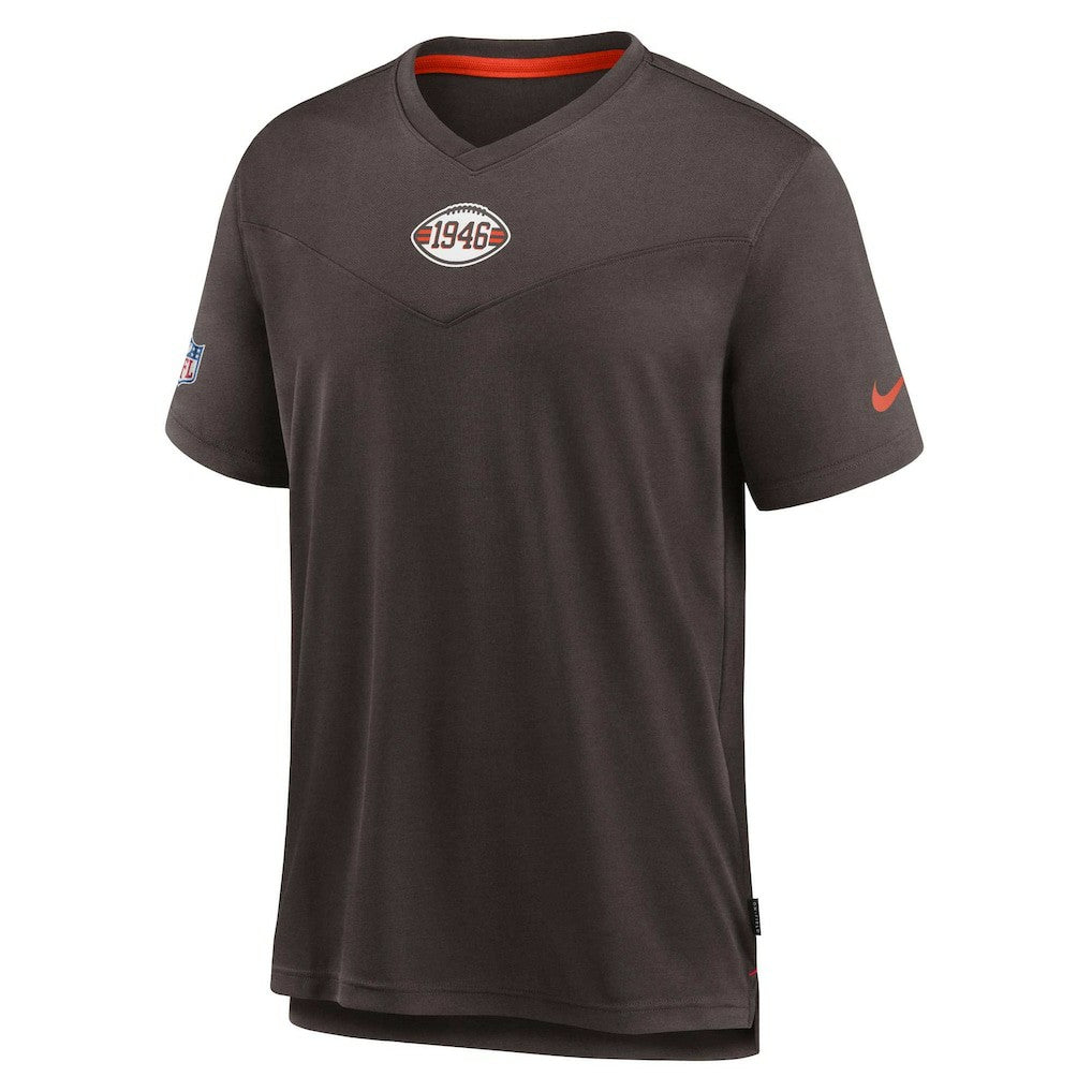 Cleveland Browns Sideline Coaches Vintage Chevron Performance V-Neck T-Shirt - Brown - Nike