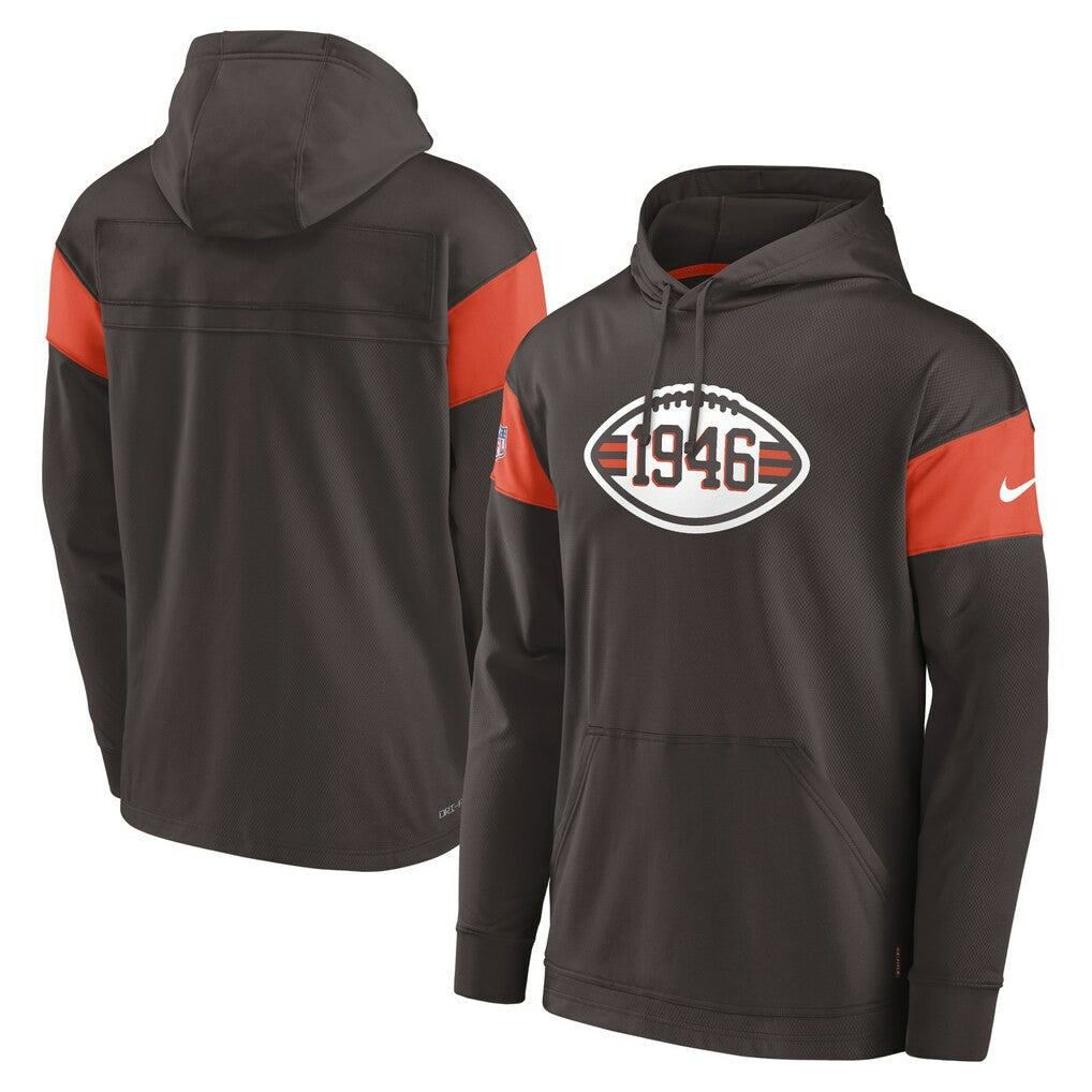 Cleveland Browns Sideline Arch Jersey Performance Pullover Hoodie - Brown - Nike