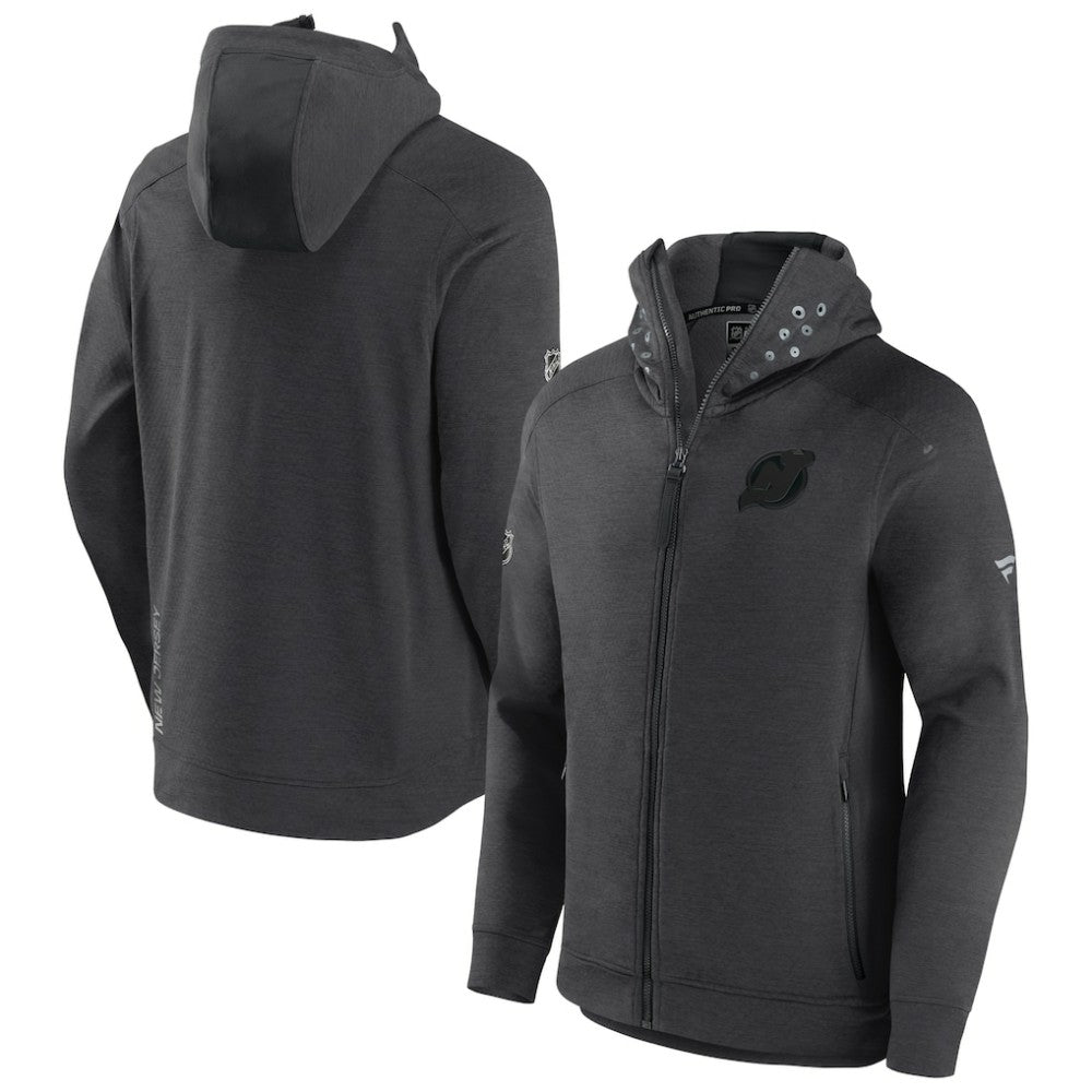 New Jersey Devils Fanatics Authentic Pro Road Tech Lightweight Full-Zip Hoodie Jacket - Charcoal | Fanatics sale