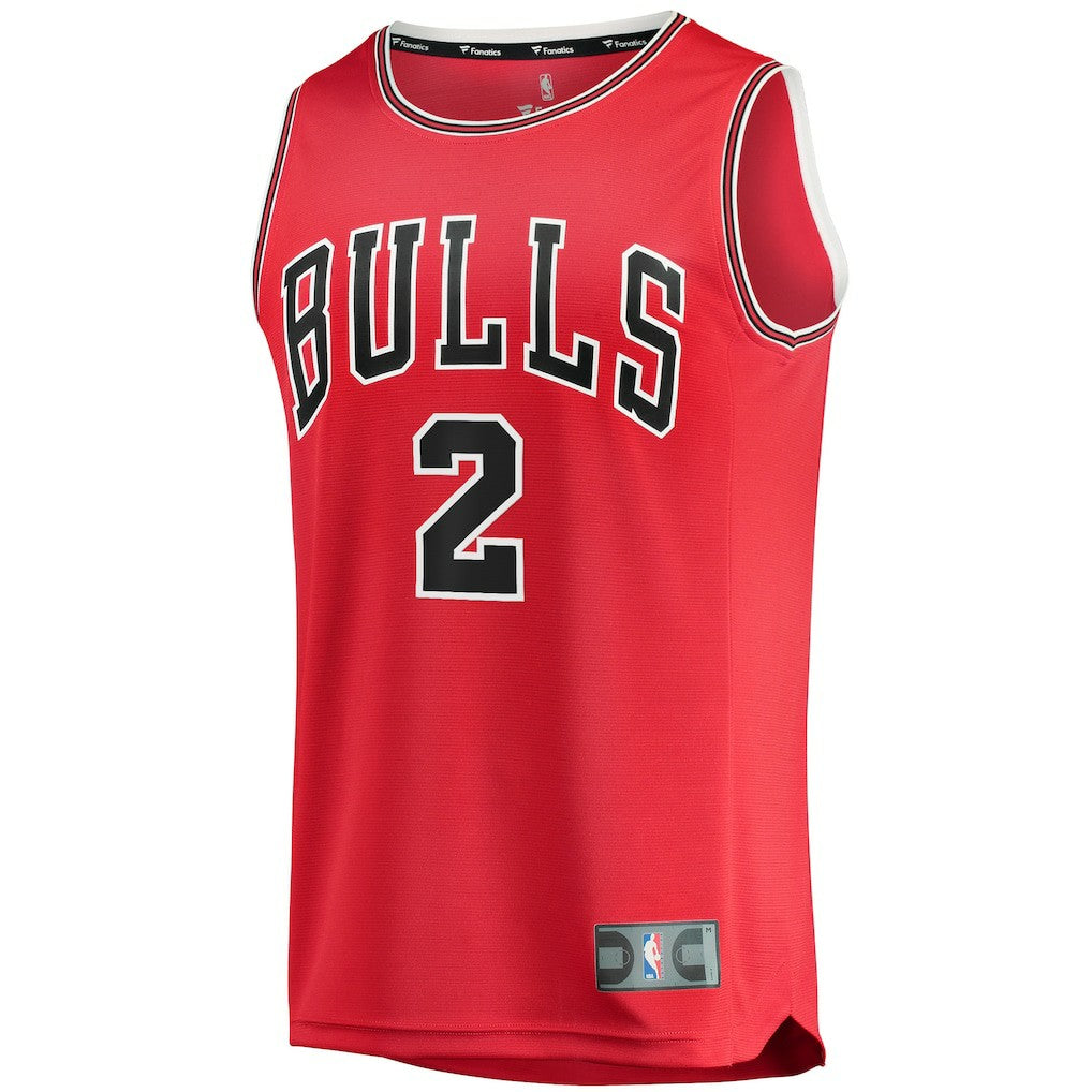 Fanatics Lonzo Ball Chicago Bulls Fast Break Road Replica Jersey Icon Editi- Red