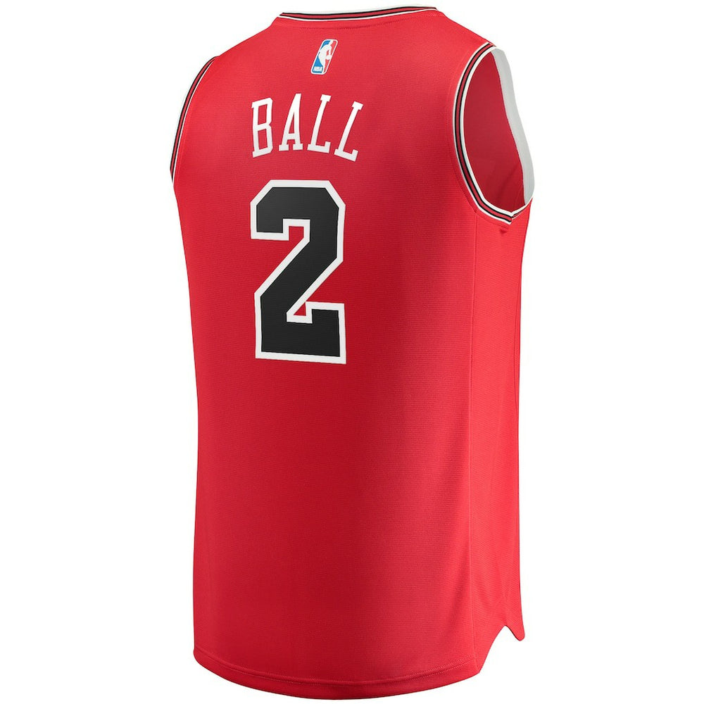 Fanatics Lonzo Ball Chicago Bulls Fast Break Road Replica Jersey Icon Editi- Red