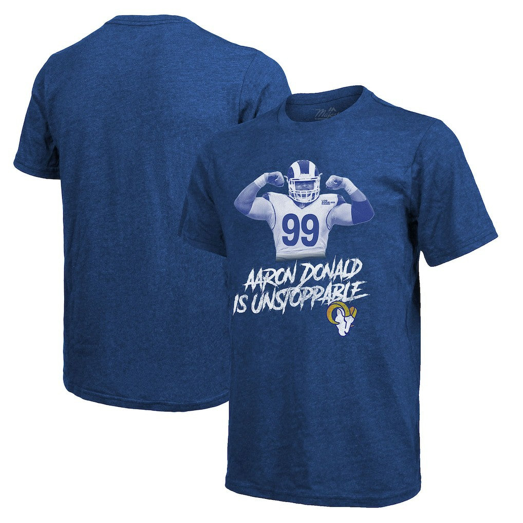 Aaron Donald Los Angeles Rams Majestic Threads Tri-Blend Player Graphic T-Shirt - Royal - NFL