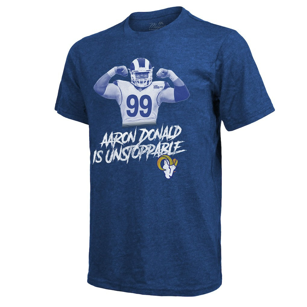 Aaron Donald Los Angeles Rams Majestic Threads Tri-Blend Player Graphic T-Shirt - Royal - NFL