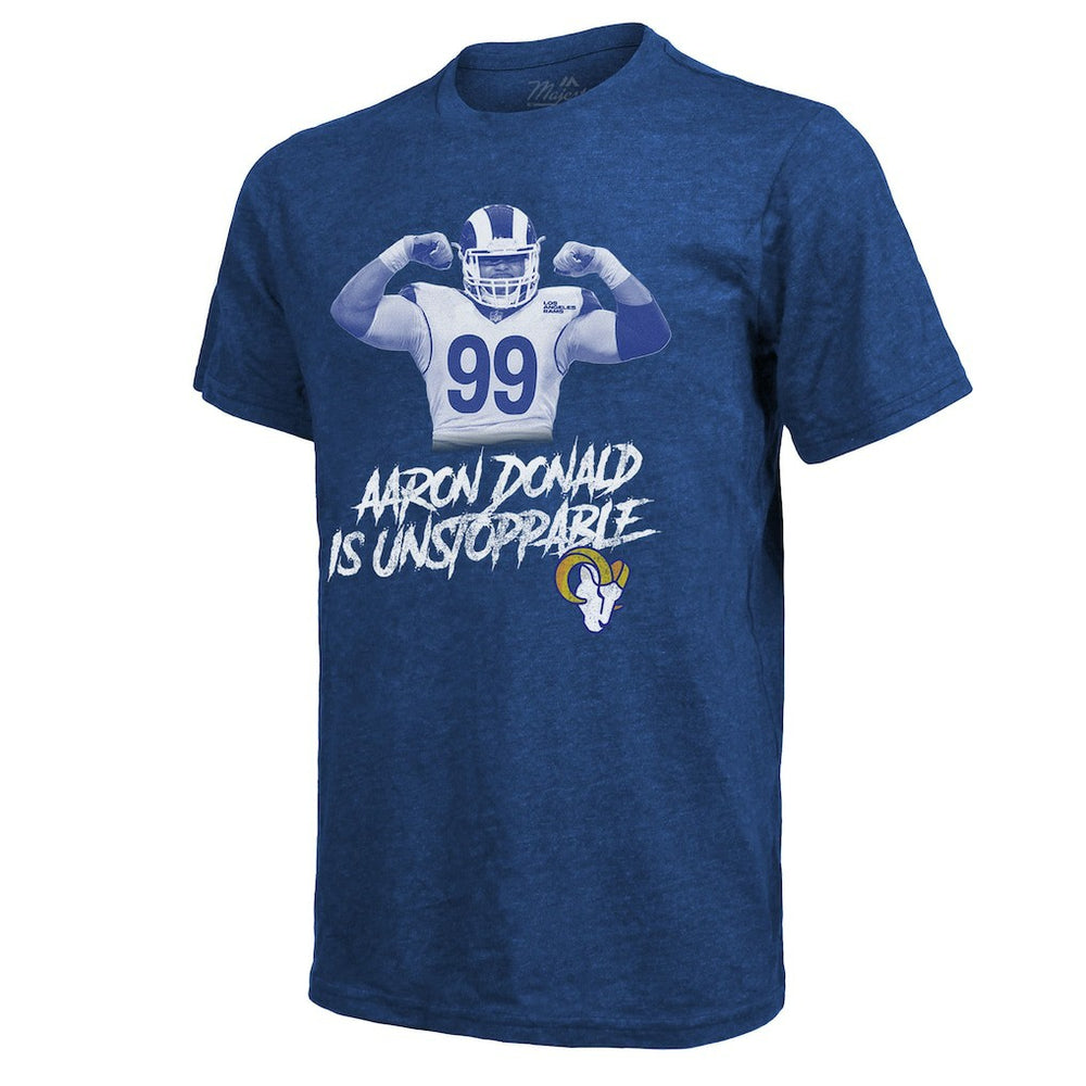 Aaron Donald Los Angeles Rams Majestic Threads Tri-Blend Player Graphic T-Shirt - Royal - NFL