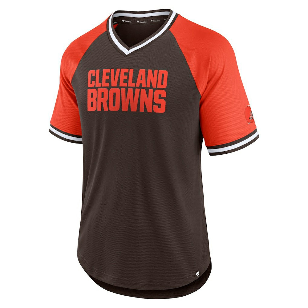 Cleveland Browns Second Wind Raglan V-Neck T-Shirt - Brown/Orange - Fanatics