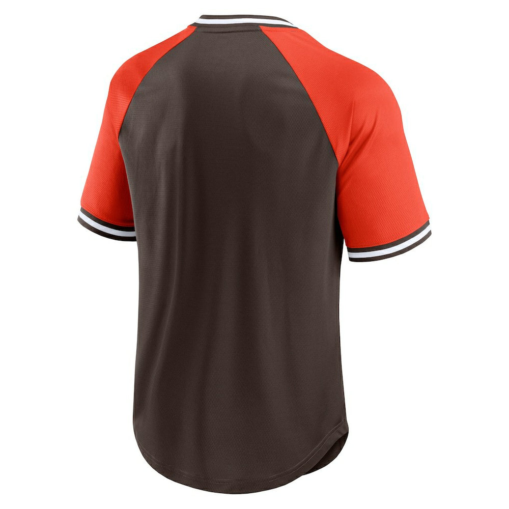 Cleveland Browns Second Wind Raglan V-Neck T-Shirt - Brown/Orange - Fanatics