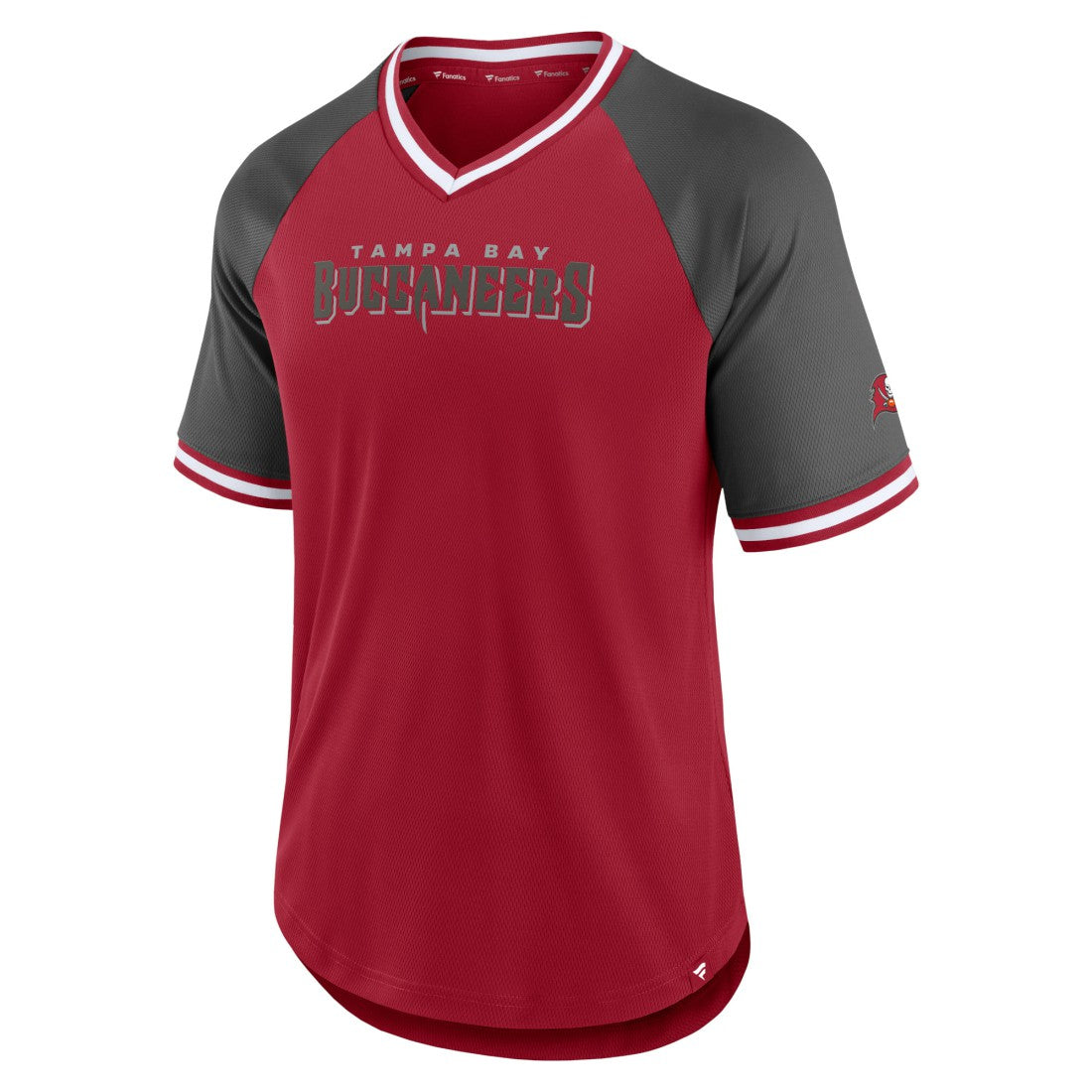 Tampa Bay Buccaneers Second Wind Raglan V-Neck T-Shirt - Red/Pewter - Fanatics