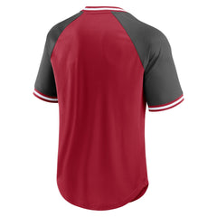 Tampa Bay Buccaneers Second Wind Raglan V-Neck T-Shirt - Red/Pewter - Fanatics