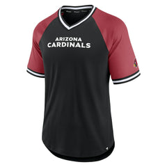 Arizona Cardinals Second Wind Raglan V-Neck T-Shirt - Black/Cardinal - Fanatics