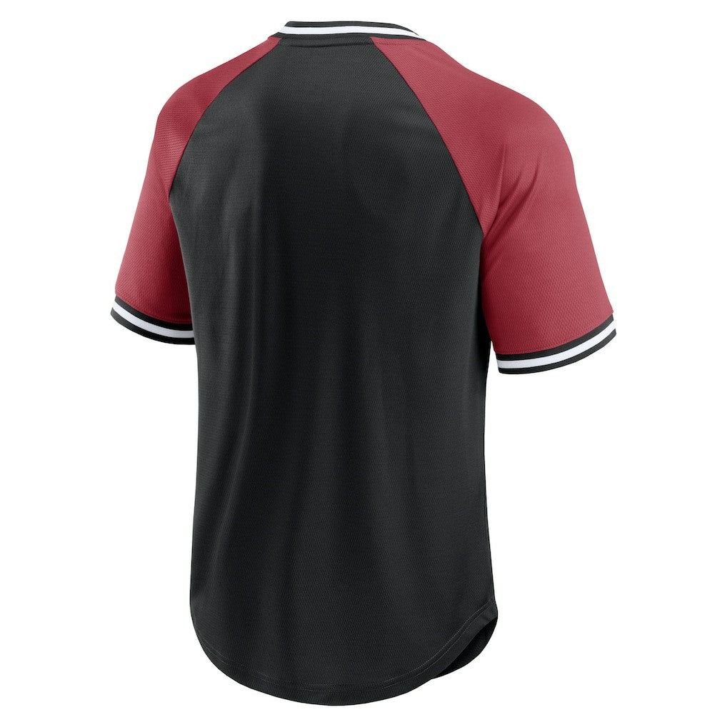 Arizona Cardinals Second Wind Raglan V-Neck T-Shirt - Black/Cardinal - Fanatics
