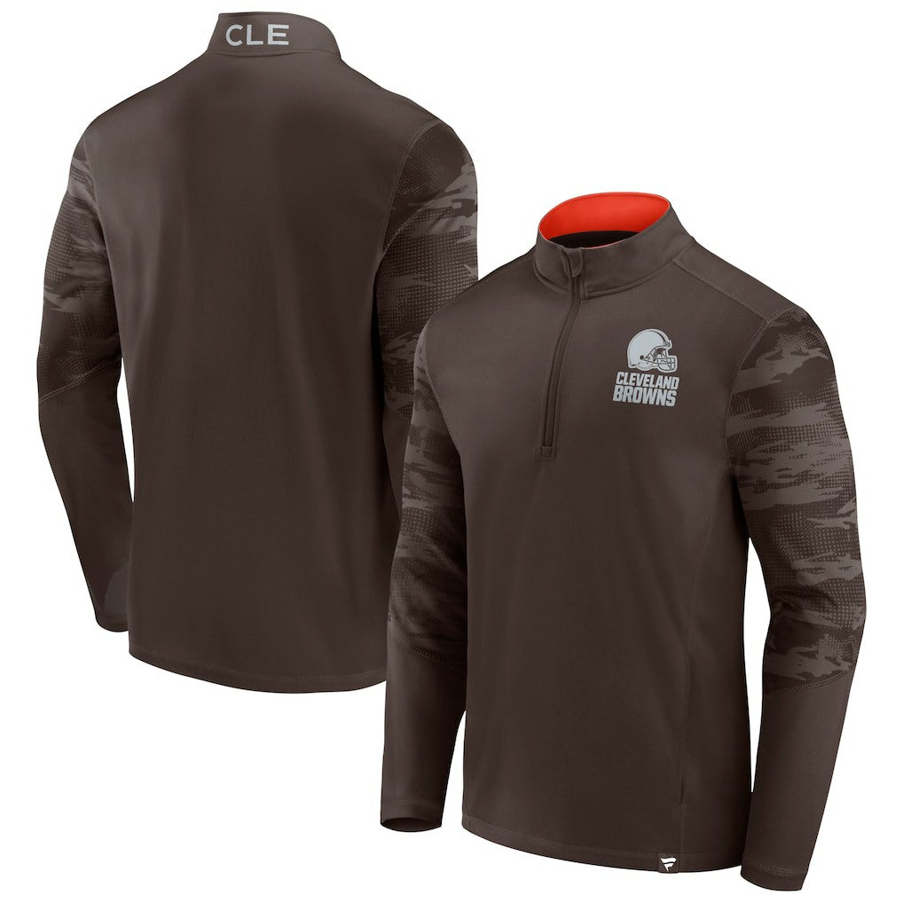 Cleveland Browns Ringer Quarter-Zip Jacket - Brown - Fanatics