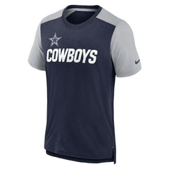 Dallas Cowboys Color Block Team Name T-Shirt - Heathered Navy/Heathered Gray - Nike