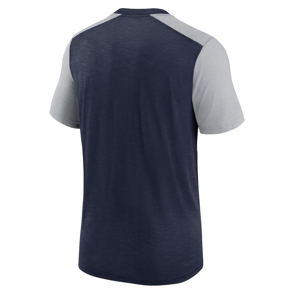 Dallas Cowboys Color Block Team Name T-Shirt - Heathered Navy/Heathered Gray - Nike