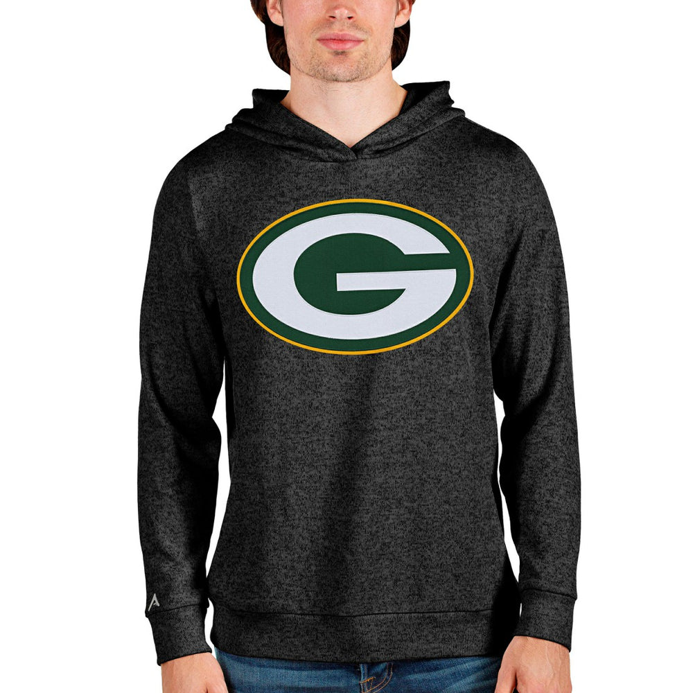 Green Bay Packers Antigua Team Absolute Pullover Hoodie - Heathered Black - NFL