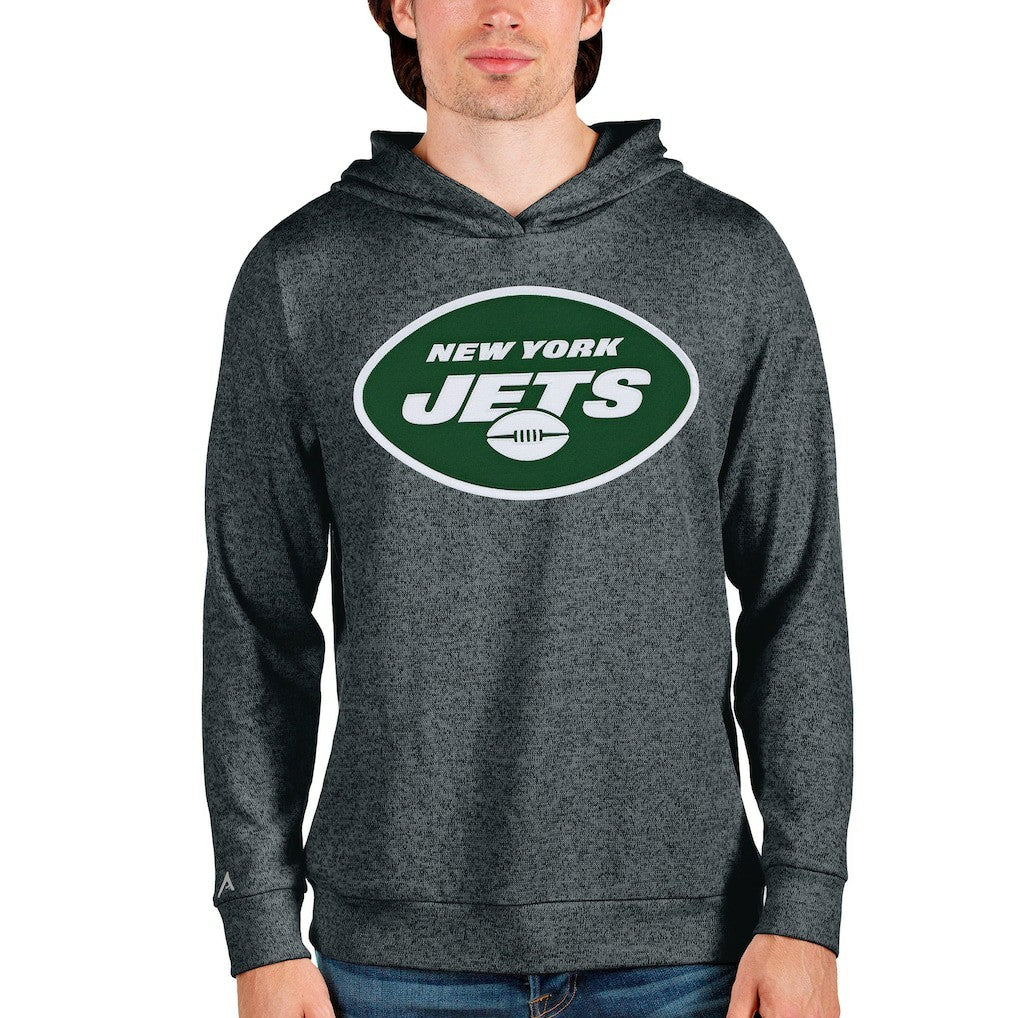 New York Jets Antigua Team Absolute Pullover Hoodie - Heathered Charcoal - NFL