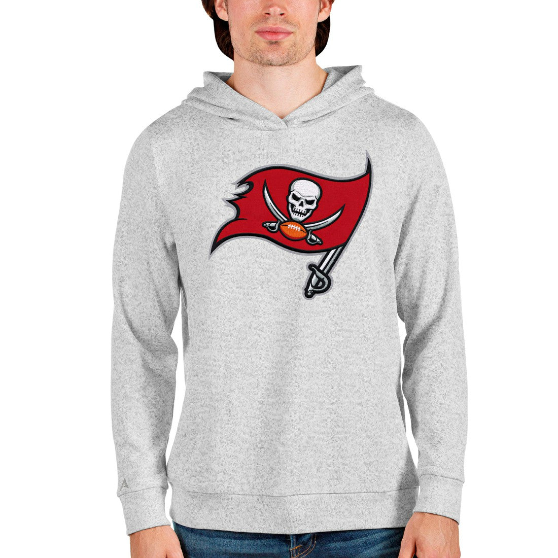 Tampa Bay Buccaneers Antigua Team Absolute Pullover Hoodie - Heathered Gray - NFL