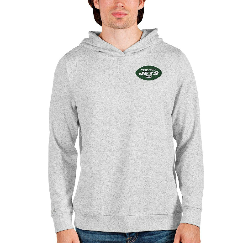 New York Jets Antigua Absolute Pullover Hoodie - Heathered Gray - NFL