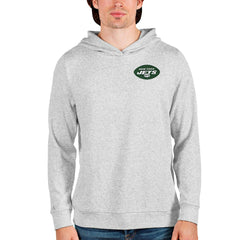 New York Jets Antigua Absolute Pullover Hoodie - Heathered Gray - NFL