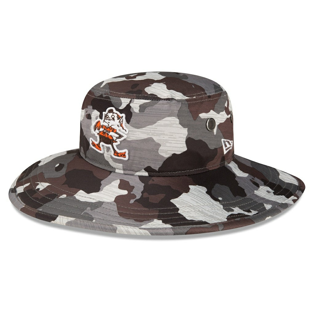 Cleveland Browns New Era 2022 NFL Training Camp Historic Logo Panama Bucket Hat - Camo - NFL