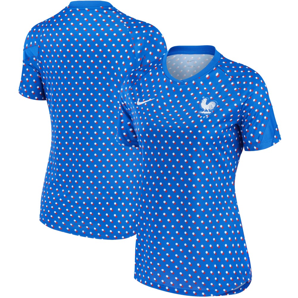 Nike - France Women's National Team Women's 2022/23 Away Pre-Match Performance Top - Blue