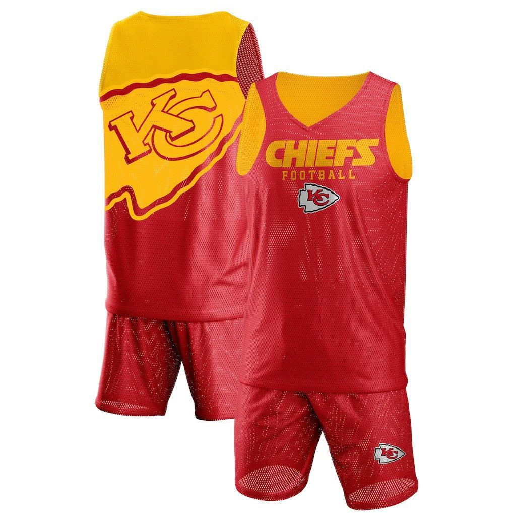 Kansas City Chiefs FOCO Colorblock Mesh V-Neck & Shorts Set - Red - NFL