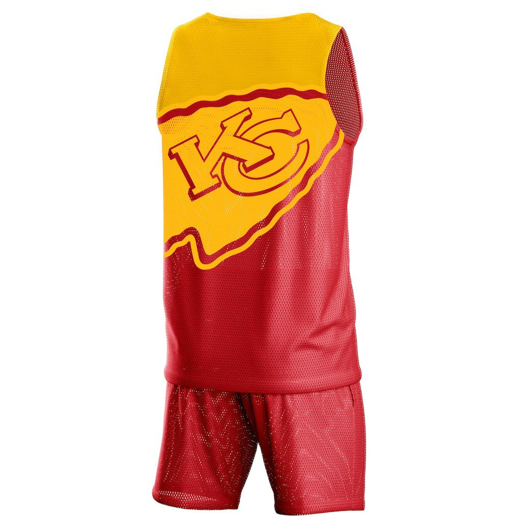 Kansas City Chiefs FOCO Colorblock Mesh V-Neck & Shorts Set - Red - NFL