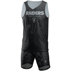Las Vegas Raiders FOCO Colorblock Mesh V-Neck & Shorts Set - Black - NFL
