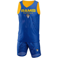 Los Angeles Rams FOCO Colorblock Mesh V-Neck & Shorts Set - Royal - NFL