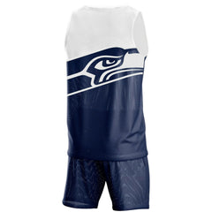 Seattle Seahawks FOCO Colorblock Mesh V-Neck & Shorts Set - College Navy - NFL