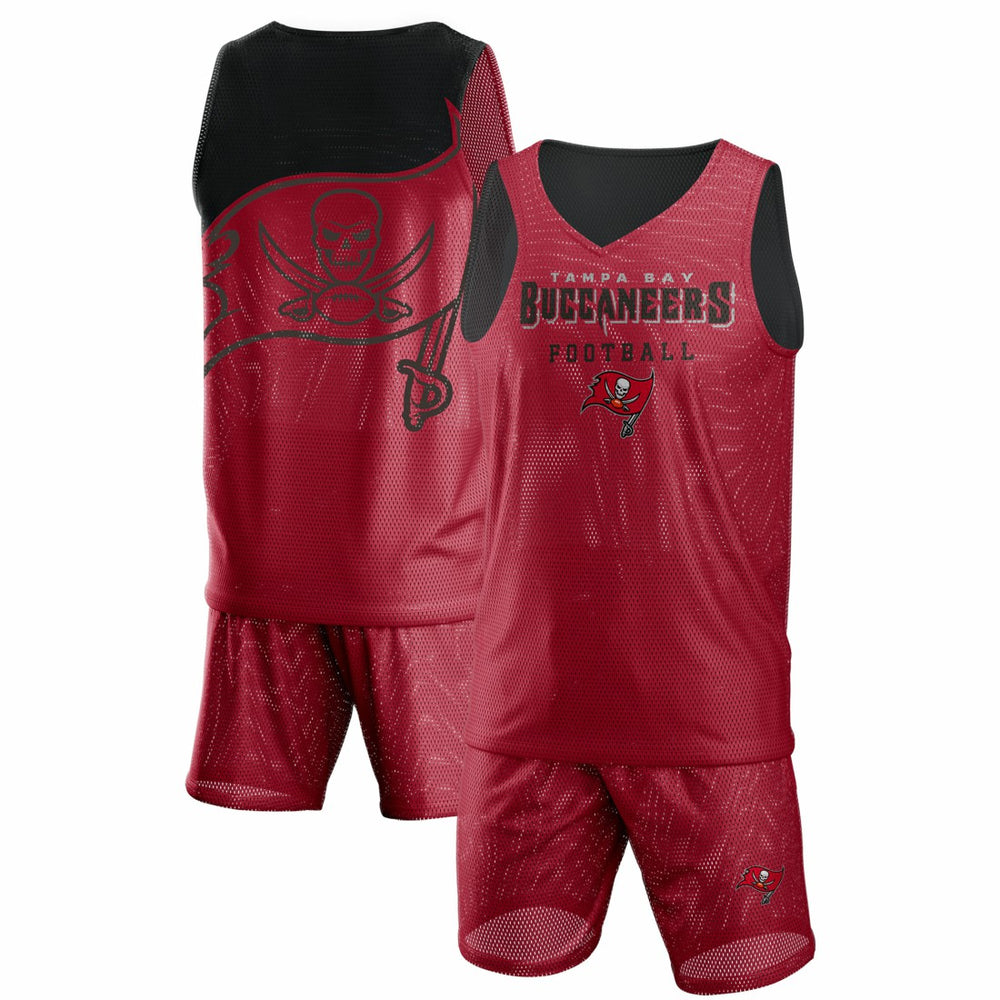 Tampa Bay Buccaneers FOCO Colorblock Mesh V-Neck & Shorts Set - Red - NFL