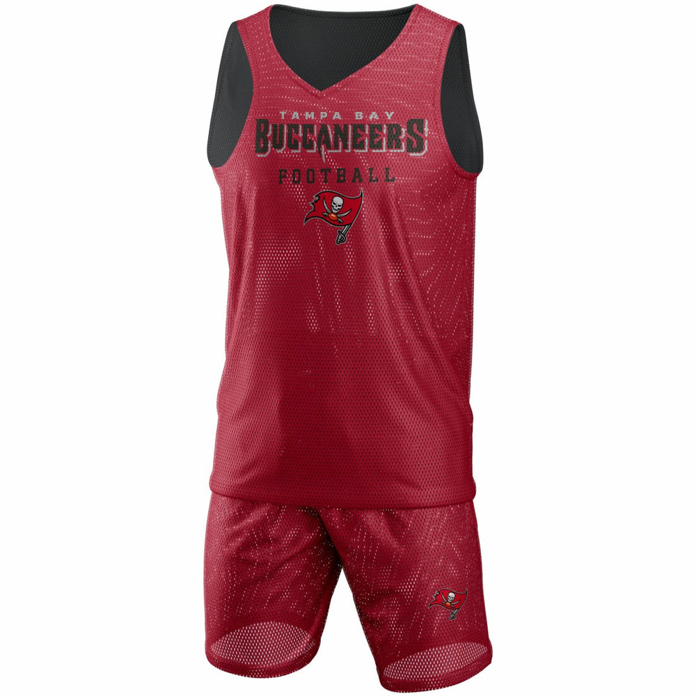Tampa Bay Buccaneers FOCO Colorblock Mesh V-Neck & Shorts Set - Red - NFL