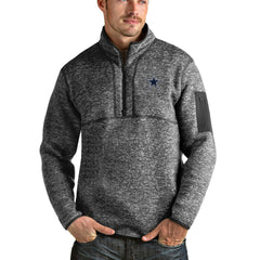 Dallas Cowboys Antigua Fortune Quarter-Zip Pullover Jacket - Heathered Charcoal - NFL