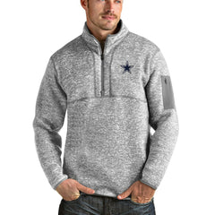 Dallas Cowboys Antigua Fortune Quarter-Zip Pullover Jacket - Heathered Gray - NFL