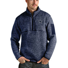Dallas Cowboys Antigua Fortune Quarter-Zip Pullover Jacket - Heathered Navy - NFL