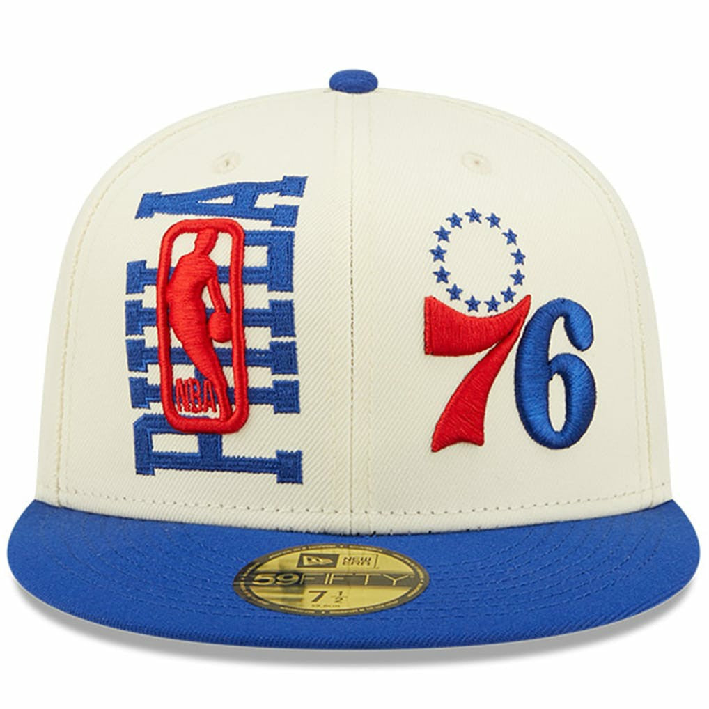 New Era Philadelphia 76ers 2022 NBA Draft 59FIFTY Fitted Hat Cream/Royal