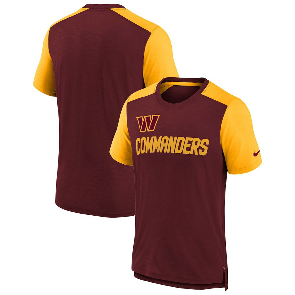Washington Commanders Youth Colorblock Team Name T-Shirt - Heathered Burgundy/Heathered Gold - Nike