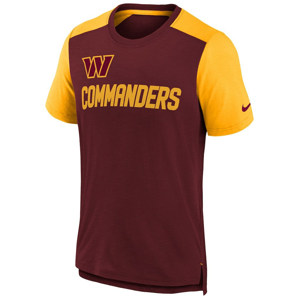 Washington Commanders Youth Colorblock Team Name T-Shirt - Heathered Burgundy/Heathered Gold - Nike