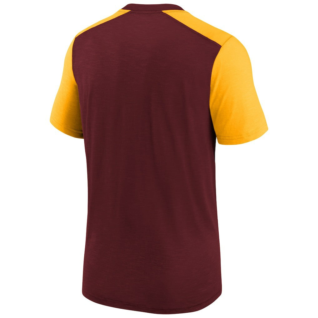 Washington Commanders Youth Colorblock Team Name T-Shirt - Heathered Burgundy/Heathered Gold - Nike