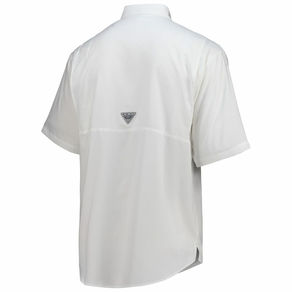 Dallas Cowboys Tamiami Omni-Shade Button-Down Short Sleeve Shirt - White - Columbia